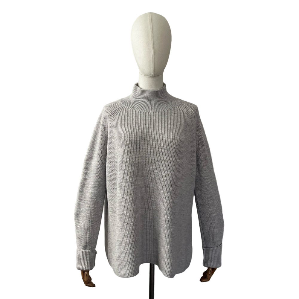 Eileen Fisher Merino Wool Mock Turtleneck Gray Minimalist Capsule Sweater Size M - Picture 5 of 13